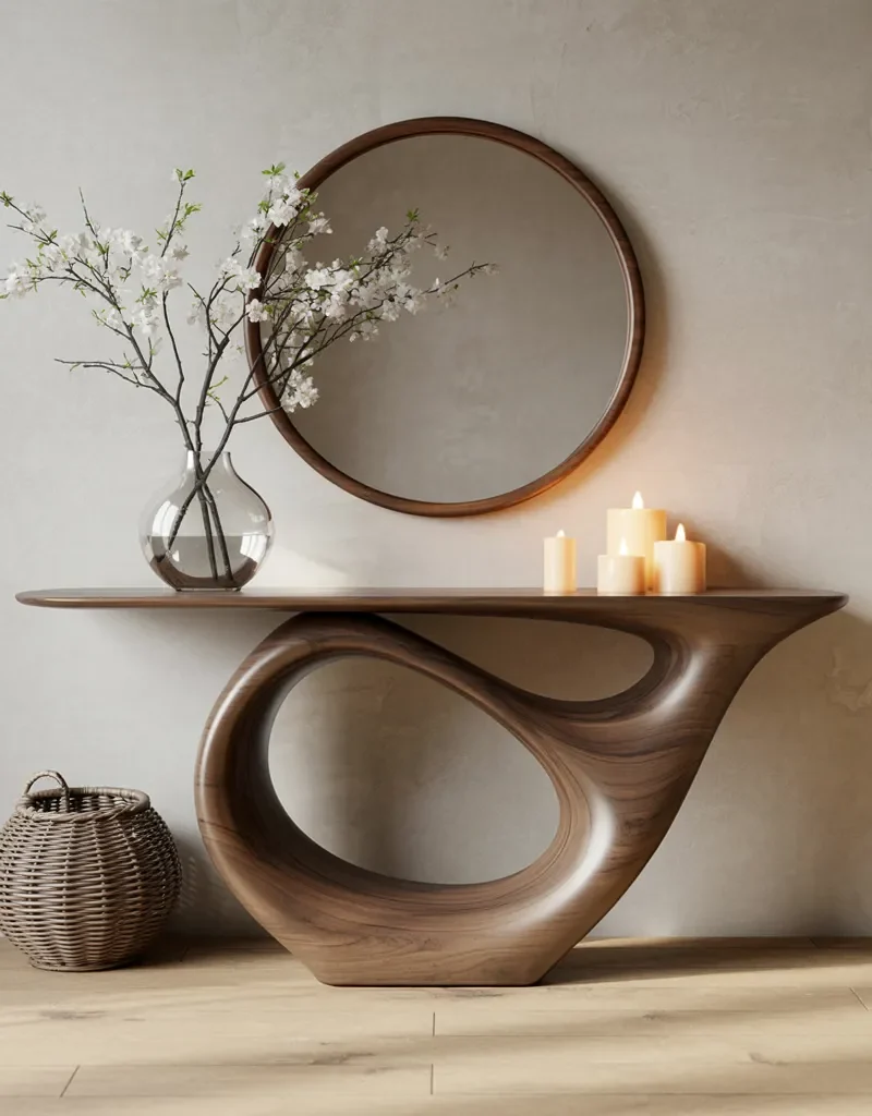 Console Table Handmade – Natural Solid Wood Live Edge Entry Table Furniture