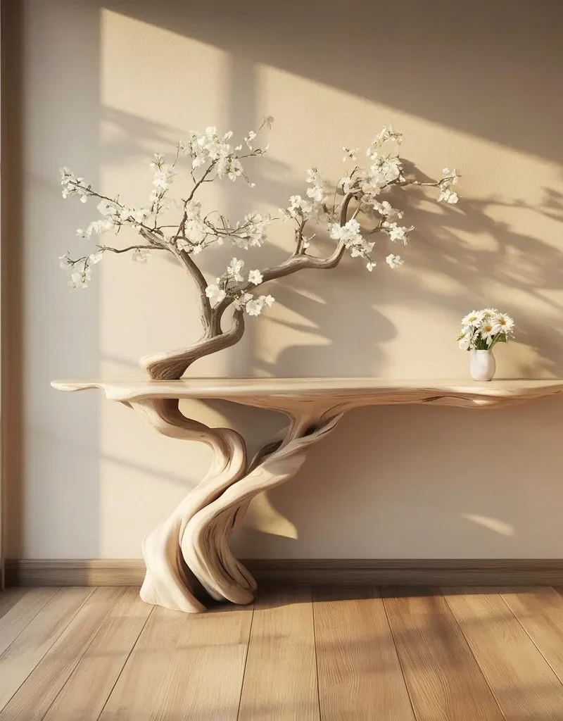Handmade Solid Wood Tree Console Table – Rustic Entryway & Unique Living Room Décor