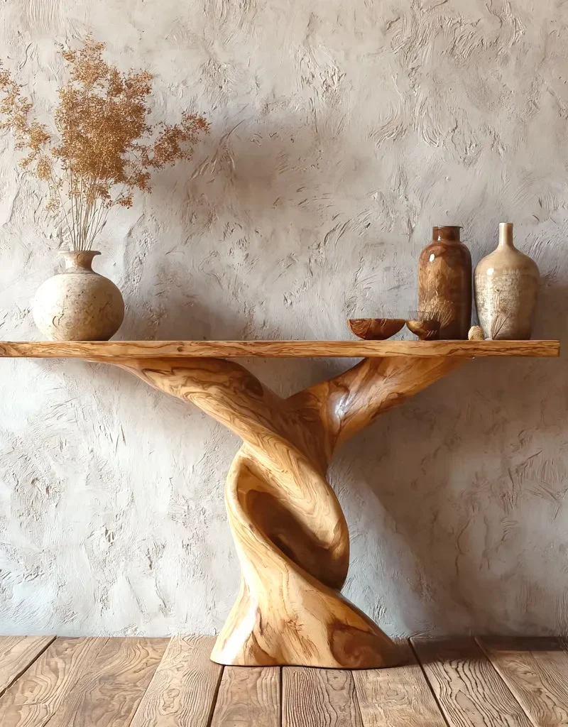 Handmade Unique Console Table – Rustic Solid Wood Entryway & Living Room Décor