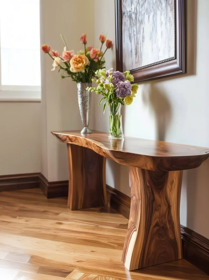 Rustic Solid Wood Console Table Farmhouse Hallway Console, Modern Wooden Sofa Table