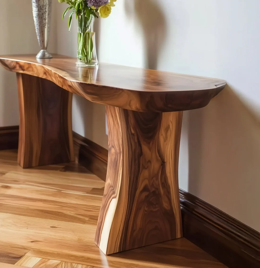 Rustic Solid Wood Console Table Farmhouse Hallway Console, Modern Wooden Sofa Table - Image 2