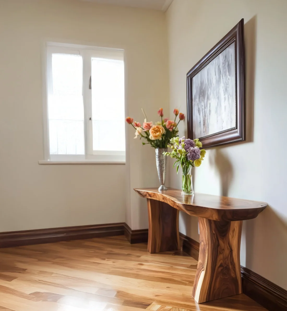Rustic Solid Wood Console Table Farmhouse Hallway Console, Modern Wooden Sofa Table - Image 3