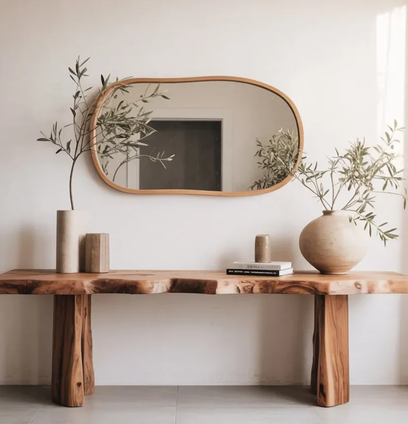 Rustic Solid Wood Console Table – Handmade Entryway Table for Holiday Decor or Hallway Display