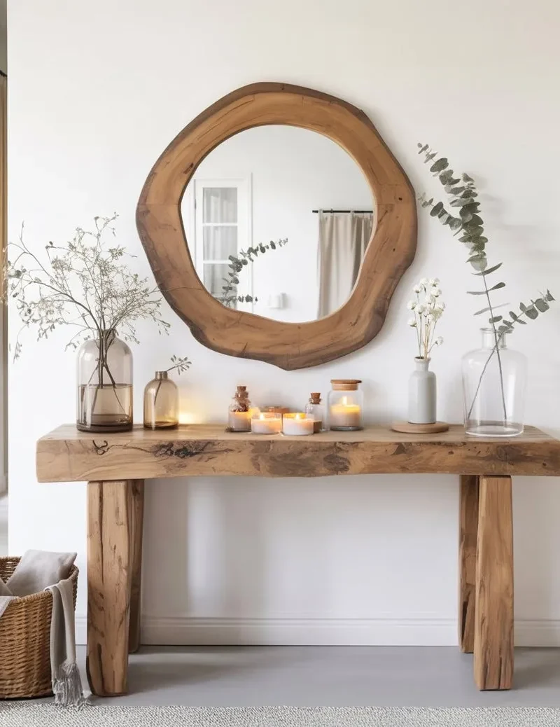 Handcrafted Reclaimed Wood Console Table – Rustic Hallway or Foyer Table with Natural Finish